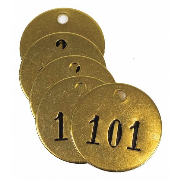 Tag, Brass, Yellow, 1-1/2