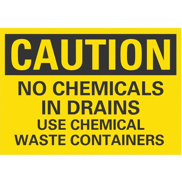 Caution Sign, 10 in H, 14 in W, Non-PVC Polymer, Horizontal Rectangle, English, LCU3-0422-ED_14x10