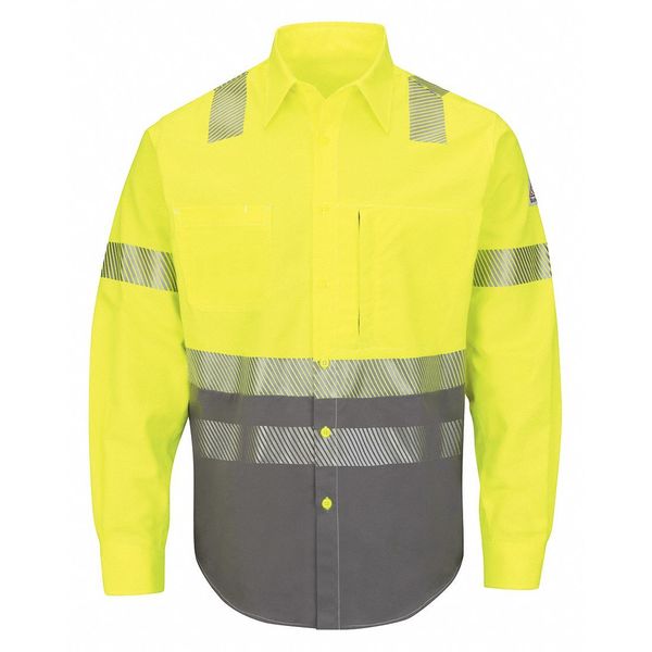 Flame-Resistant Collared Shirt, XL, Yl/Gy