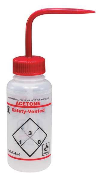 Wash Bottle, Std Spout, 250mL, Acetone, PK3