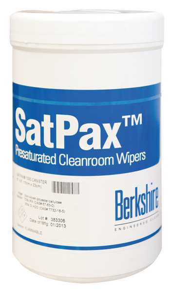 Cleanroom Prewet Wipes, White, Canister, 55% Cellulose/45% Polyester, 100 Wipes, 6 in x 9 in