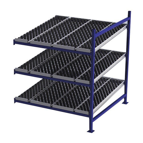Add-On Gravity Flow Rack, 60 in D, 60 in W, 3 Shelves