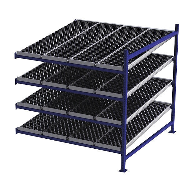 Add-On Gravity Flow Rack, 72 in D, 72 in W, 4 Shelves