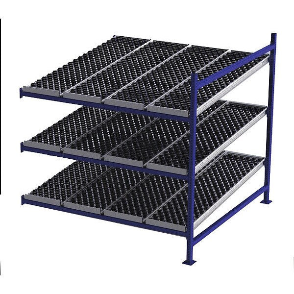 Add-On Gravity Flow Rack, 72 in D, 72 in W, 3 Shelves