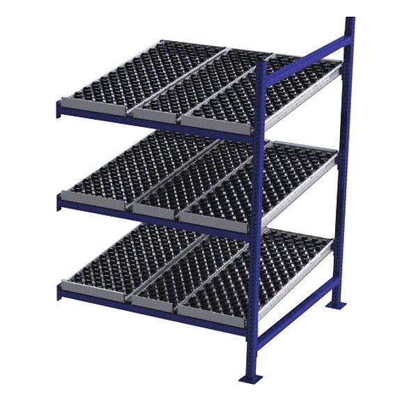 Add-On Gravity Flow Rack, 48 in D, 48 in W, 3 Shelves