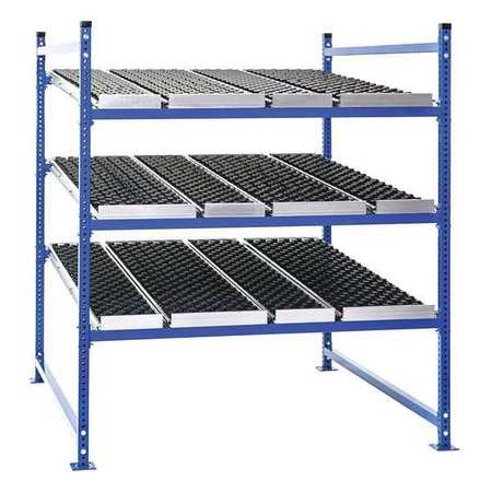 Add-On Gravity Flow Rack, 48 in D, 48 in W, 4 Shelves