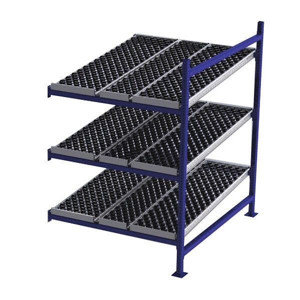 Add-On Gravity Flow Rack, 60 in D, 48 in W, 3 Shelves