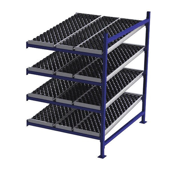 Add-On Gravity Flow Rack, 60 in D, 48 in W, 4 Shelves