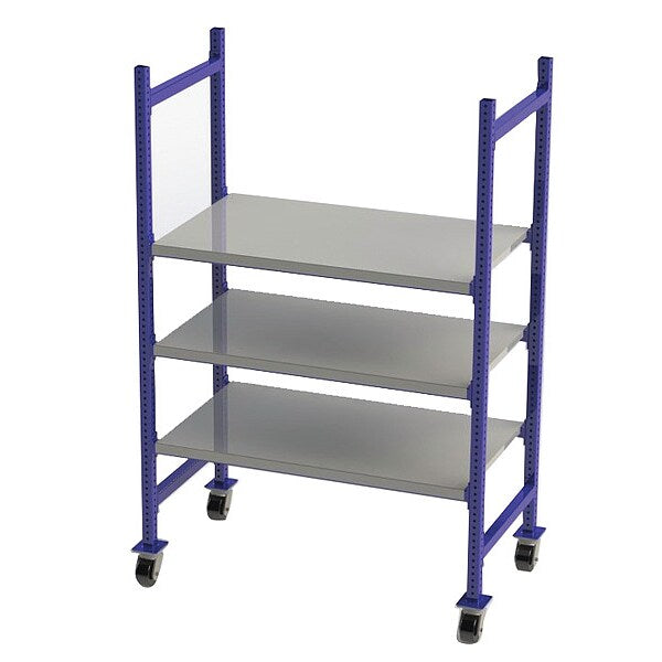 Mobile Bulk Storage Rack, 28 in D, 52 in W, 3 Shelves