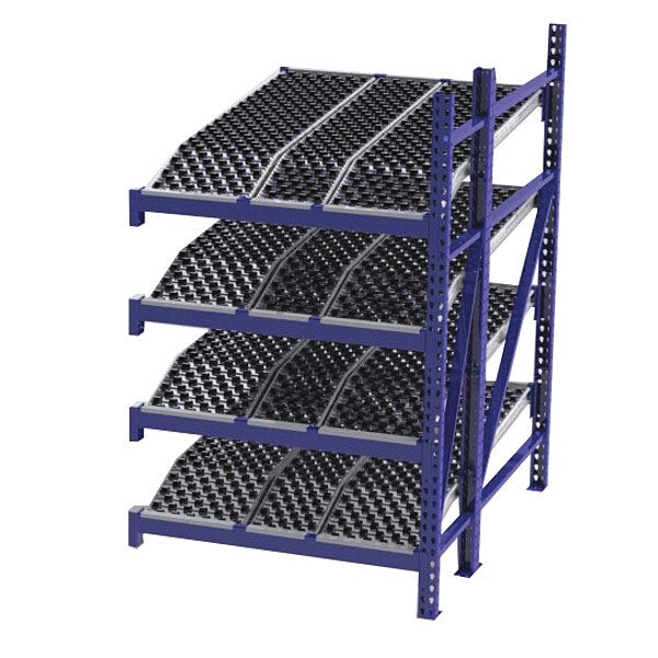 Add-On Gravity Flow Rack, 72 in D, 48 in W, 4 Shelves