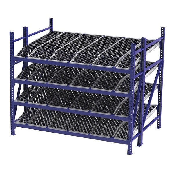 Starter Gravity Flow Rack, 72 in D, 96 in W, 4 Shelves
