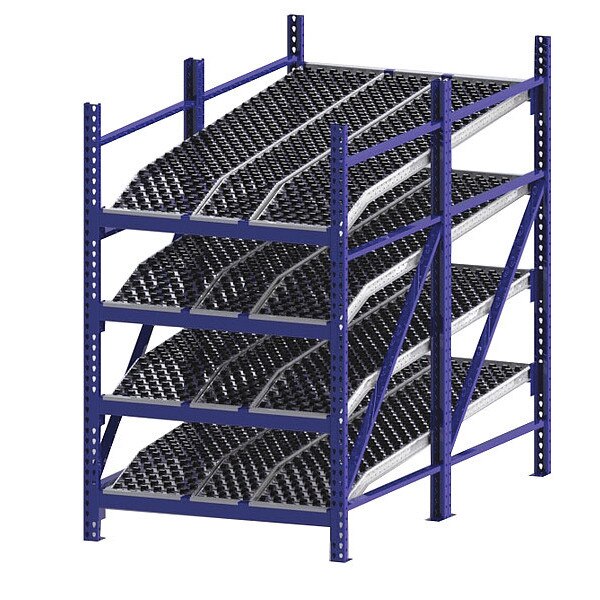 Starter Gravity Flow Rack, 96 in D, 48 in W, 4 Shelves