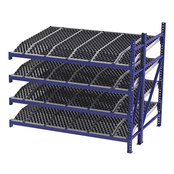 Add-On Gravity Flow Rack, 72 in D, 96 in W, 4 Shelves
