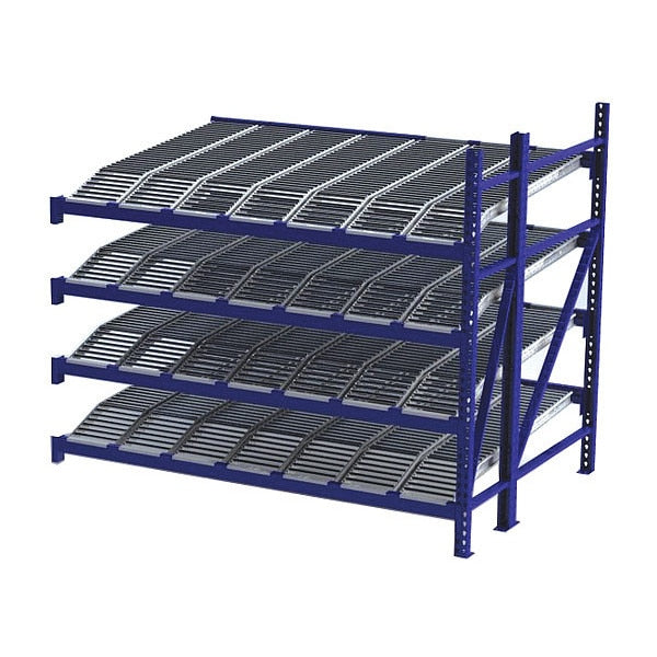 Add-On Gravity Flow Rack, 72 in D, 96 in W, 4 Shelves