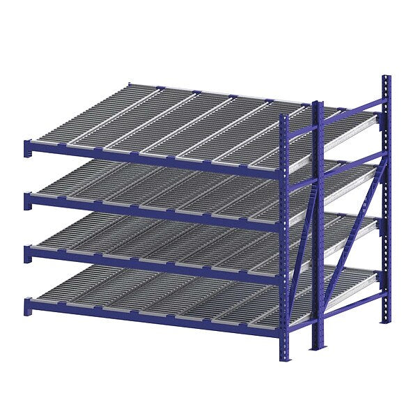 Add-On Gravity Flow Rack, 72 in D, 96 in W, 4 Shelves