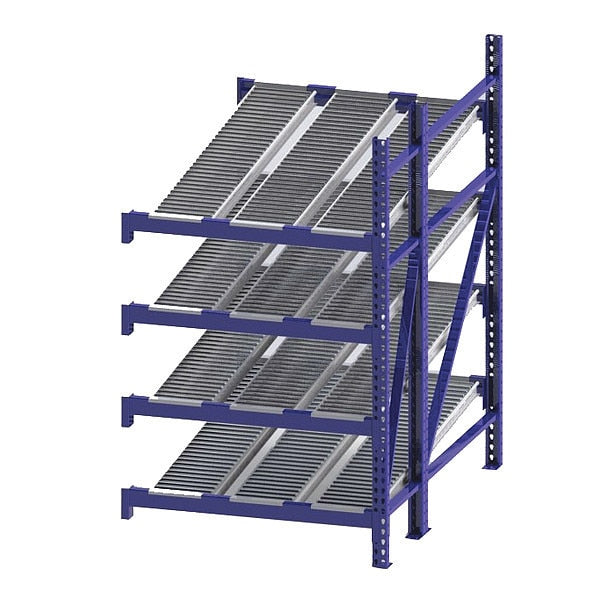 Add-On Gravity Flow Rack, 72 in D, 48 in W, 4 Shelves