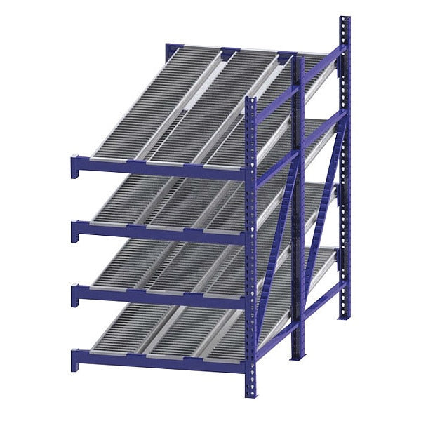 Add-On Gravity Flow Rack, 96 in D, 48 in W, 4 Shelves