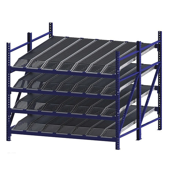 Starter Gravity Flow Rack, 96 in D, 96 in W, 4 Shelves