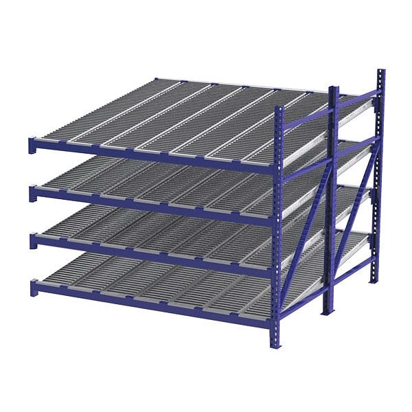 Add-On Gravity Flow Rack, 96 in D, 96 in W, 4 Shelves