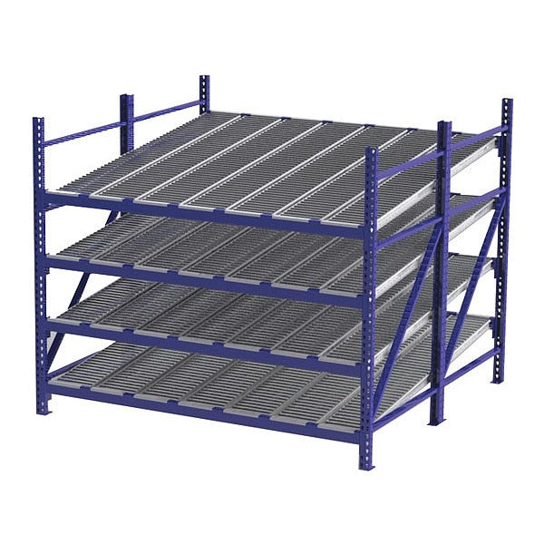 Starter Gravity Flow Rack, 96 in D, 96 in W, 4 Shelves