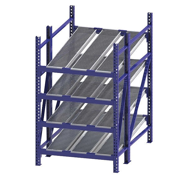Starter Gravity Flow Rack, 72 in D, 48 in W, 4 Shelves