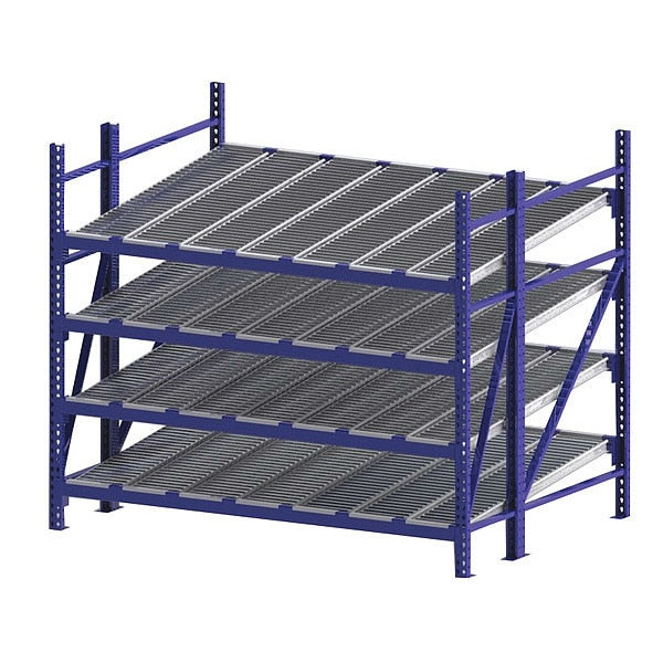 Starter Gravity Flow Rack, 72 in D, 96 in W, 4 Shelves