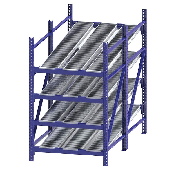 Starter Gravity Flow Rack, 96 in D, 48 in W, 4 Shelves