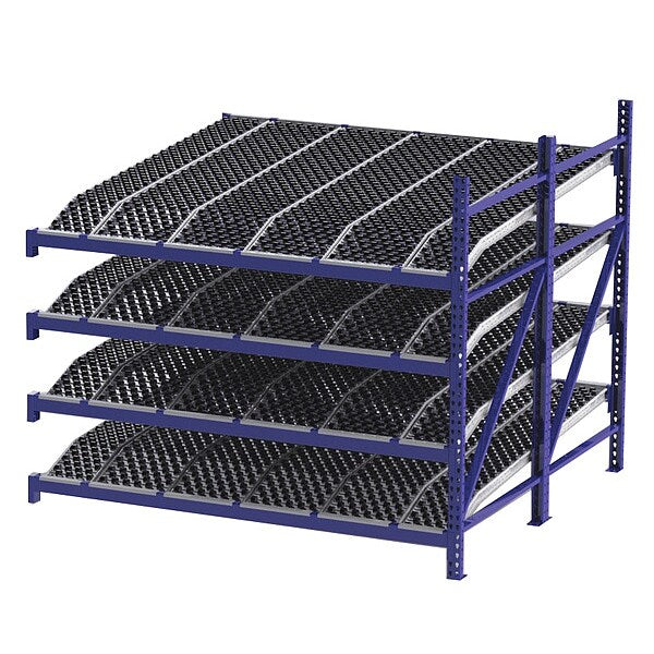 Add-On Gravity Flow Rack, 96 in D, 96 in W, 4 Shelves