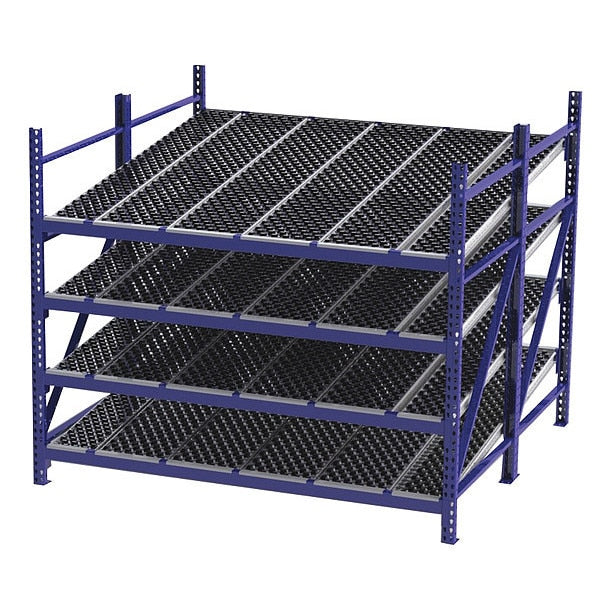 Starter Gravity Flow Rack, 96 in D, 96 in W, 4 Shelves