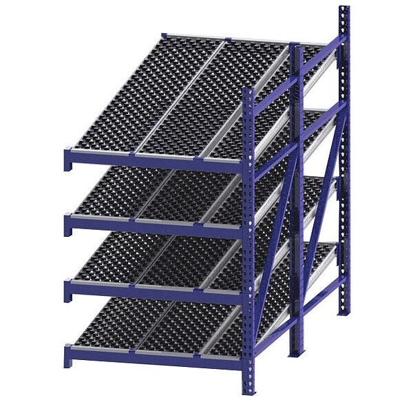 Add-On Gravity Flow Rack, 96 in D, 48 in W, 4 Shelves