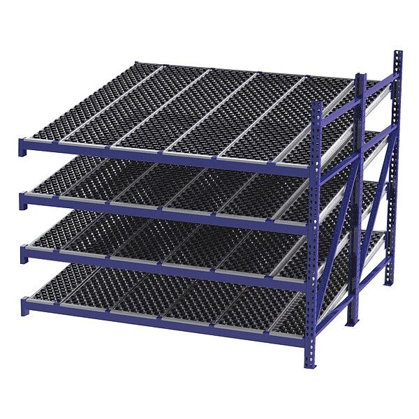 Add-On Gravity Flow Rack, 96 in D, 96 in W, 4 Shelves