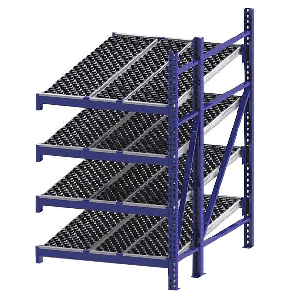 Add-On Gravity Flow Rack, 72 in D, 48 in W, 4 Shelves