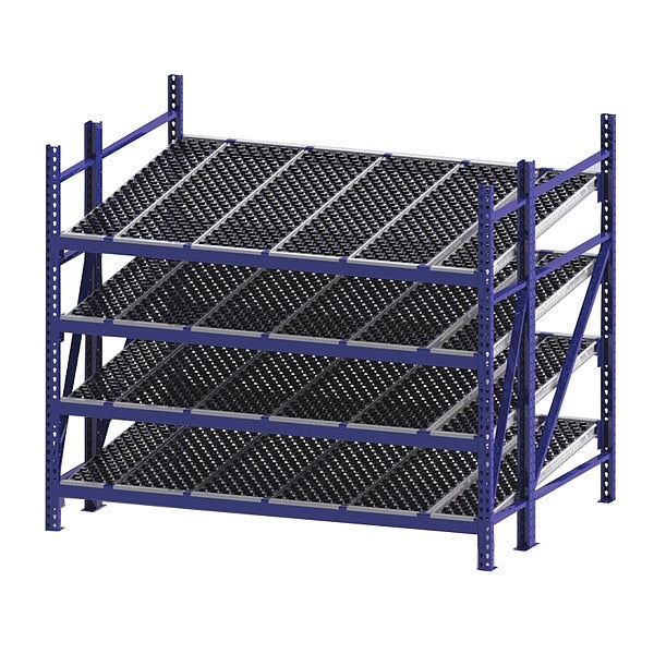 Starter Gravity Flow Rack, 72 in D, 96 in W, 4 Shelves