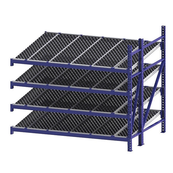 Add-On Gravity Flow Rack, 72 in D, 96 in W, 4 Shelves