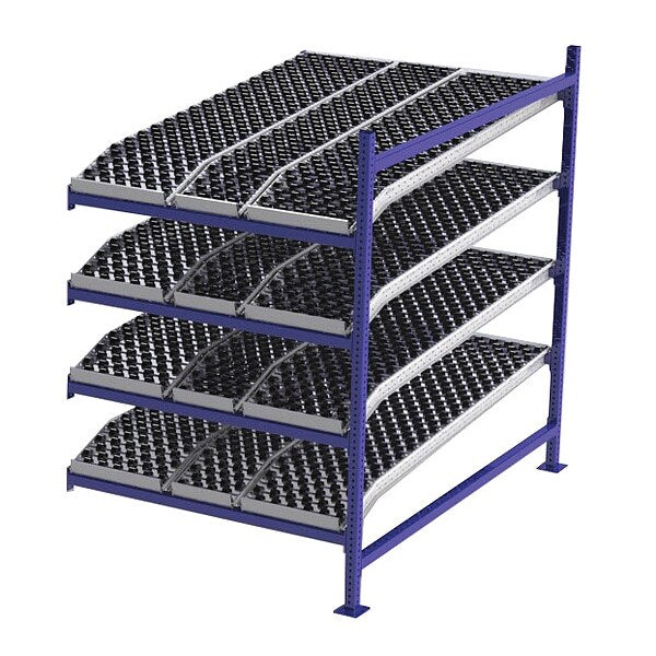 Add-On Gravity Flow Rack, 72 in D, 48 in W, 4 Shelves