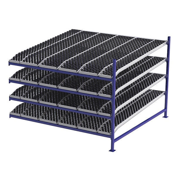 Add-On Gravity Flow Rack, 96 in D, 96 in W, 4 Shelves
