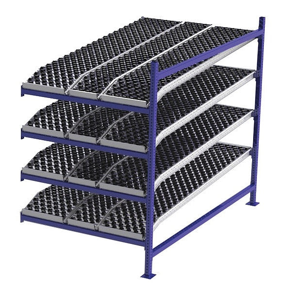 Add-On Gravity Flow Rack, 84 in D, 48 in W, 4 Shelves