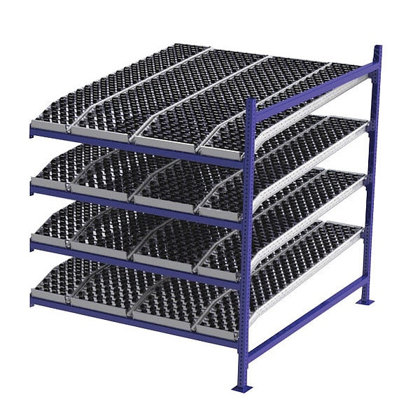 Add-On Gravity Flow Rack, 72 in D, 60 in W, 4 Shelves