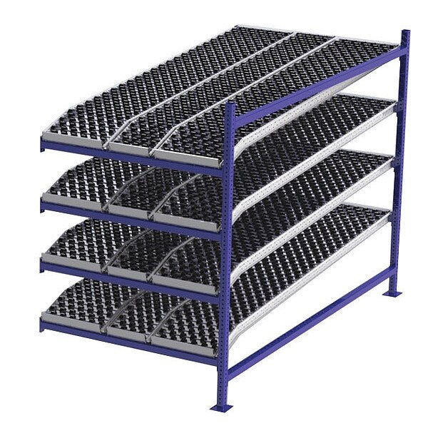 Add-On Gravity Flow Rack, 96 in D, 48 in W, 4 Shelves