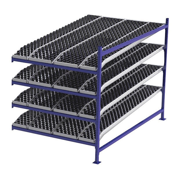 Add-On Gravity Flow Rack, 96 in D, 60 in W, 4 Shelves