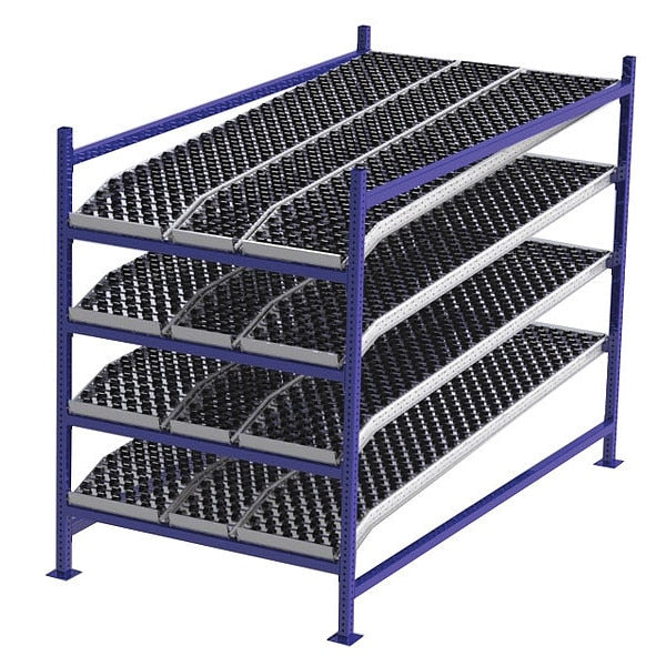 Starter Gravity Flow Rack, 96 in D, 48 in W, 4 Shelves