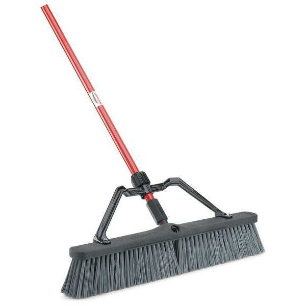24 in Sweep Face Push Broom, Gray, 60 in L Handle