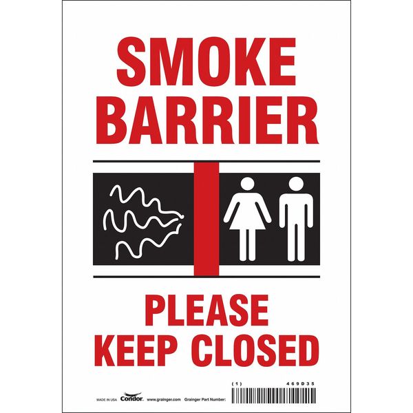 SAFETY SIGN FIRE AND EMERGENCY, 10 in Height, 7 in Width, Vinyl, Horizontal Rectangle, English