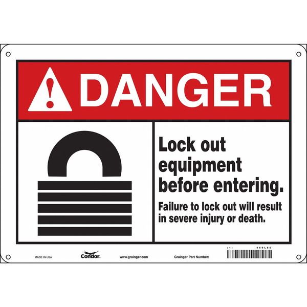 Safety Sign, 10 in Height, 14 in Width, Vinyl, Horizontal Rectangle, English, 469L80