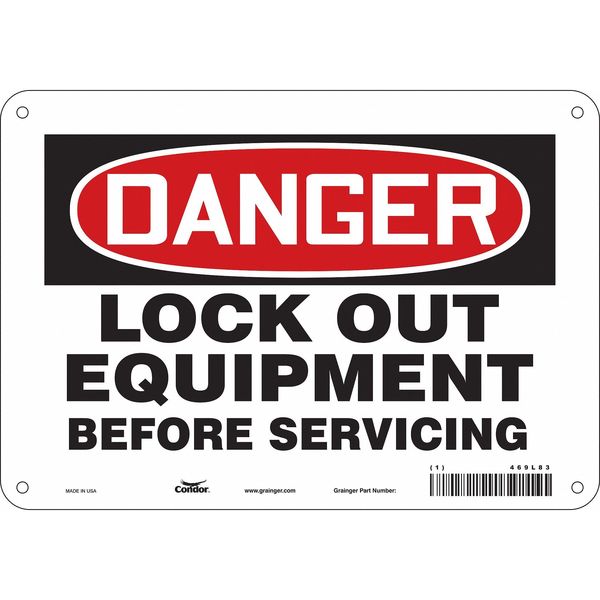 Safety Sign, 7 in Height, 10 in Width, Polyethylene, Vertical Rectangle, English, 469L83