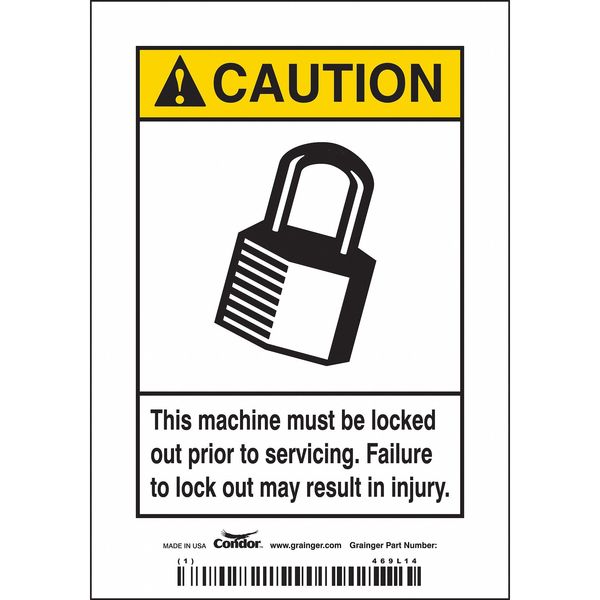 Safety Sign, 5 in Height, 3 1/2 in Width, Vinyl, Vertical Rectangle, English