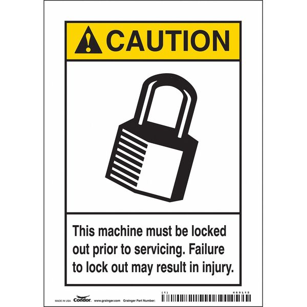 Safety Sign, 7 in Height, 5 in Width, Vinyl, Vertical Rectangle, English
