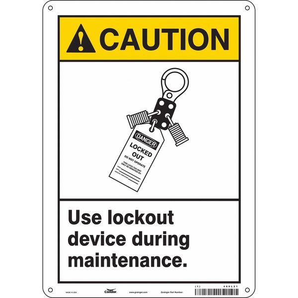 Safety Sign, 14 in Height, 10 in Width, Polyethylene, Vertical Rectangle, English, 469L21