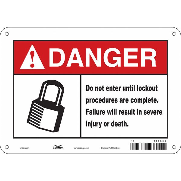 Safety Sign, 7 in Height, 10 in Width, Polyethylene, Vertical Rectangle, English, 469L38