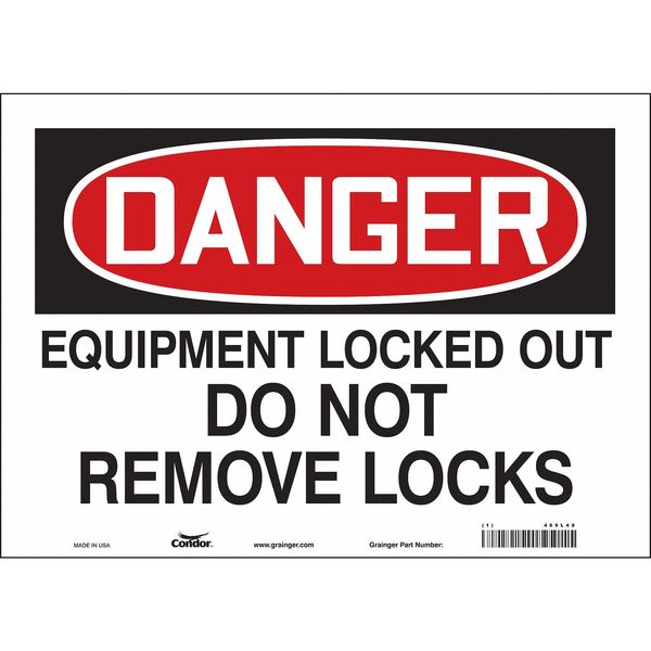 Safety Sign, 10 in Height, 14 in Width, Vinyl, Horizontal Rectangle, English, 469L48